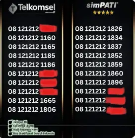 nomor cantik simpati 08121212 abab minimalis 4G LTe bkn angka besar