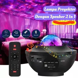Lampu Proyektor galaxy nebula engan Speaker bluetooth + laser + remote