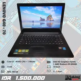 Lenovo G40 - 70 - Core i3 - Ram 4 GB - Double VGA - Normal Siap Pakai