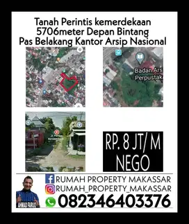 Tanah Perintis kemerdekaan 5706meter Dpn Bintang Pas Belakang Kantor