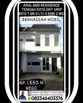AraLand Residence Tengah Kota 6X12 T 69- 2 Lantai Dkt Pintu Tol Reform