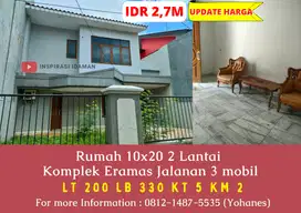 Komplek Eramas 10x20 2 Lantai Jalanan 3 mobil