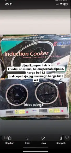 Kompor induksi 2 tungku AOWA AW 55 ICO (induction cooker)