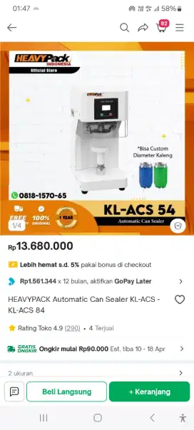 Alat sealing kemasan tutup alumunium nego!!!