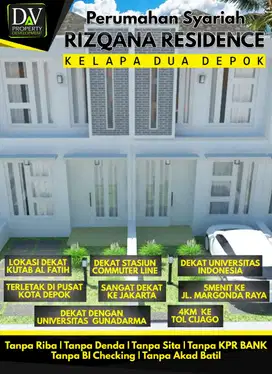 Rumah Syariah 2 Lantai Di Pusat Kota DEPOK 5 Menit Dari Univ Gunadarma