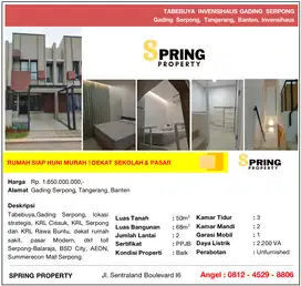 Rumah Tabebuya Invensihaus BSD City Gading Serpong Tangerang Banten