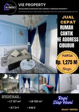 TURUN HARGA  JUAL DIBAWAH PASARAN, RUMAH CANTIK DI ADDRESS CIBUBUR