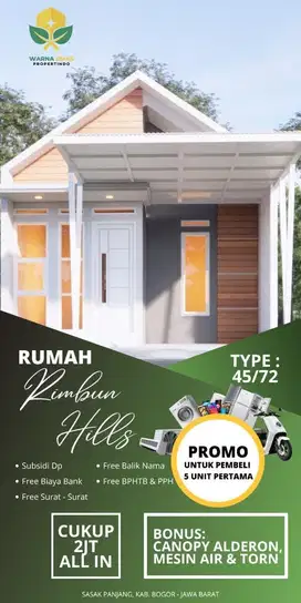 HANYA DENGAN BOOKING FEE 2  JT SUDAH DAPAT RUMAH DI TAJUR HALANG BOGOR