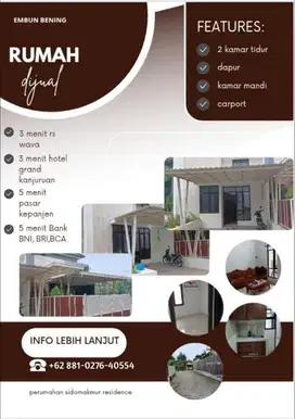 Rumah modern minimalis dan elegan berlokasi strategis dekat pasar