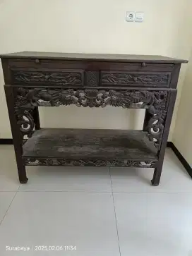 Meja jati kuno antik ukiran