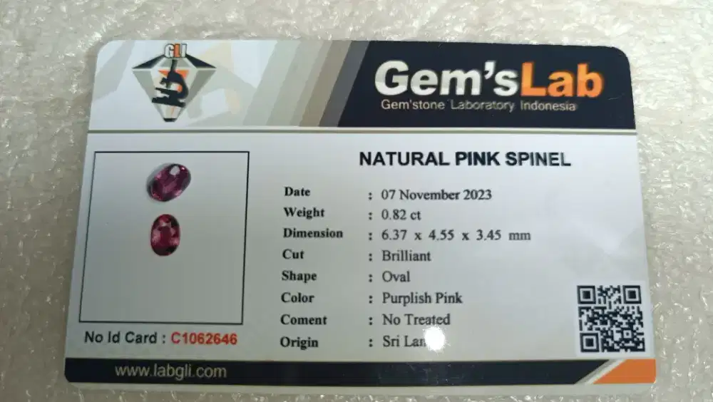 Natural Pink Spinel 0.82 Ct Mewah Bermemo