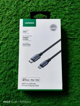 Kabel Charger iphone Ugreen USB C to Lightning 1m Braided Nylon Black
