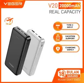 Power Bank Veger 20.000mAh Fast Charging 2.4A New