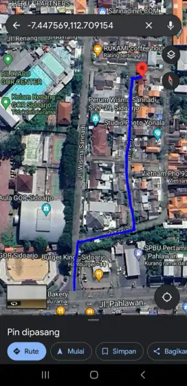 Dijual rumah di Wisma Sarinadi. Sidoarjo - JATIM