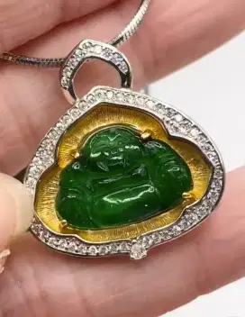 Jadeite jade giok Burma natural type A liontin mulekfuo