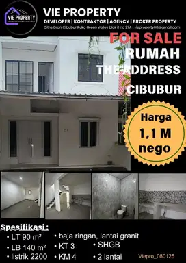 JUAL MURAH BU RUMAH BARU RENOV, SIAP HUNI DI ADDRESS CIBUBUR