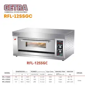 GETRA Gas Baking Oven RFL-12SSGC / RFL 12 SSGC / RFL12SSGC