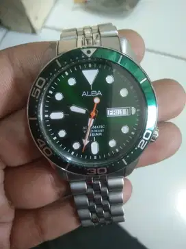 Dijual jam tangan merk Alba automatic warna hijau sprite