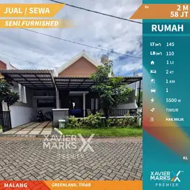 Dijual/Disewakan Rumah Cantik Siap Huni di Greenland, Tidar Malang
