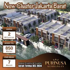 Dijual Rumah baru dalam cluster di Meruya dekat Puri Indah, tol, RS