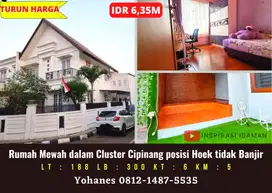 Rumah Mewah Dalam Cluster Cipinang Posisi Hoek Tidak Banjir