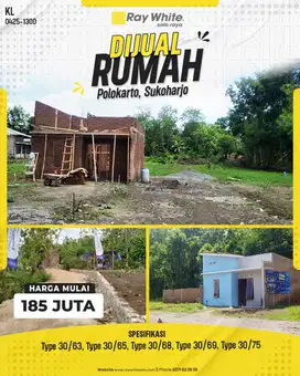 Dijual Tanah Kavling untuk Rumah Pesan Bangun di Polokarto Sukoharjo