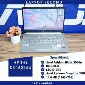 HP 14S DK1524AU AMD ATHLON SILVER 3050U RAM 8GB SSD 512GB LAYAR 14.0