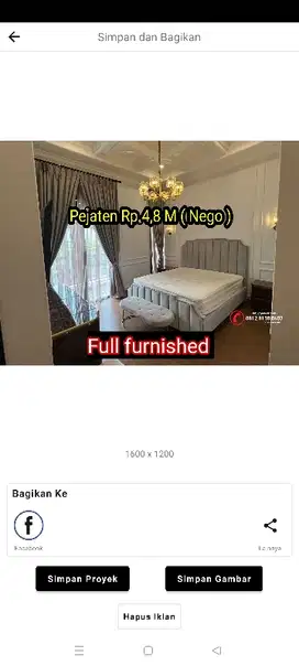 rumah cantik full furnished di Pejaten barat siap huni