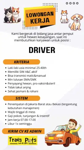 Lowongan kerja driver