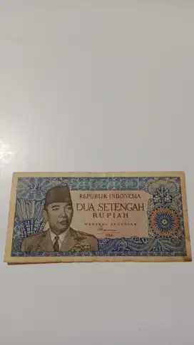 UANG KUNO ASLI DUA SETENGAH RUPIAH TH 1964 (LANGKA)