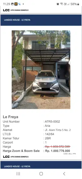DI JUAL RUMAH READY LE FREYA LIPPO CIKARANG !