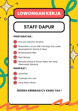 DIBUTUHKAN SEGERA STAFF DAPUR
