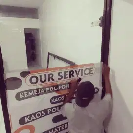 Cetak sticker oneway printing stiker vinyl transparant & kaca film