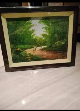 Lukisan pemandangan  bambu asli dari kanvas