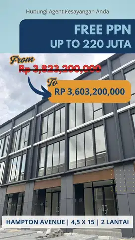 Jual Ruko 2 Lantai Hampton Avenue Gading Serpong Paramount Land