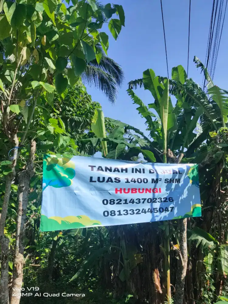 JUAL MUMER TANAH 1400M² SHM,  TEPI JALAN RAYA