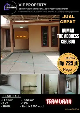 TERMURAH  RUMAH RAPI SIAP HUNI DI PERUM ADDRESS CIBUBUR