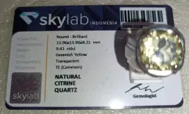 Cincin Natural Greenish Yellow Citrine 9.41 Ct Mewah Bermemo
