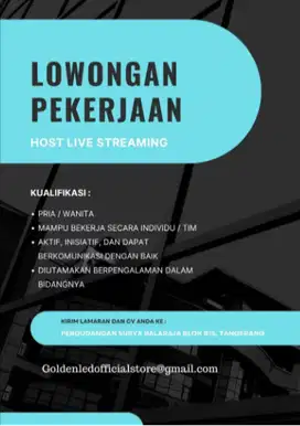Dibutuhkan Segera Host live dan admin Onlineshop