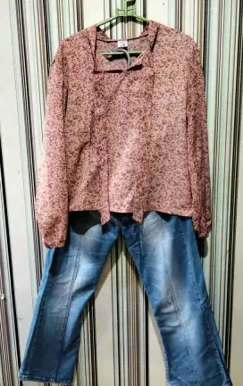 1 Set Blouse Satin & Celana
