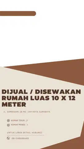 DIJUAL ATAU DISEWAKAN RUMAH SAMBISARI SURABAYA BARAT