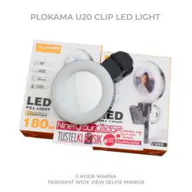 Plokama U20 Clip LED Light Wide View Mirror 3 Mode Warna Lampu Selfie