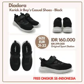 Diadora Kerick Jr Boy's Casual Shoes Black Size 31, 32 | Sepatu Sekola