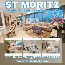 Dijual Apt ST MORITZ Twr Presidential 158m2(3BR+1),Privatelift,lt