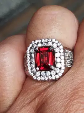 Batu malaya garnet 2.66 carat ring perak micro memo CGL kristal clean