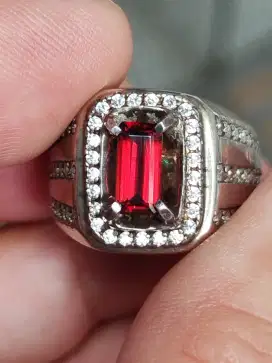 Batu Garnet malaya kantoran 1.11 crat ring perak memo MRI