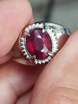 Batu garnet rhodolite Srilanka 2.59 crat ring titanium micro memo MRI