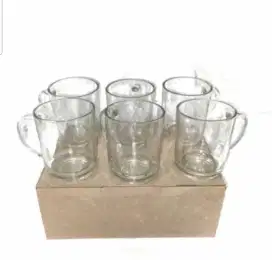 Gelas gagang kaca beling kopi polos