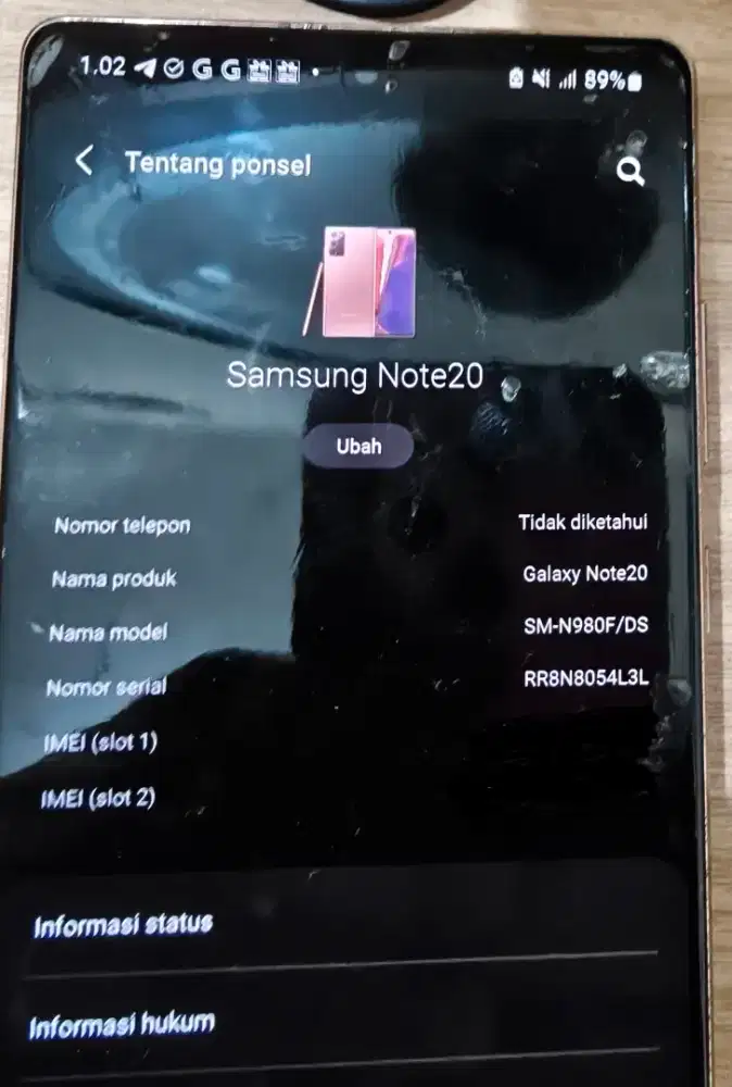 Dijual Samsung Note 20 8/256GB