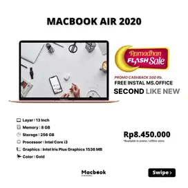 Macbook Air 2020 RAM 8/256 GB i3
